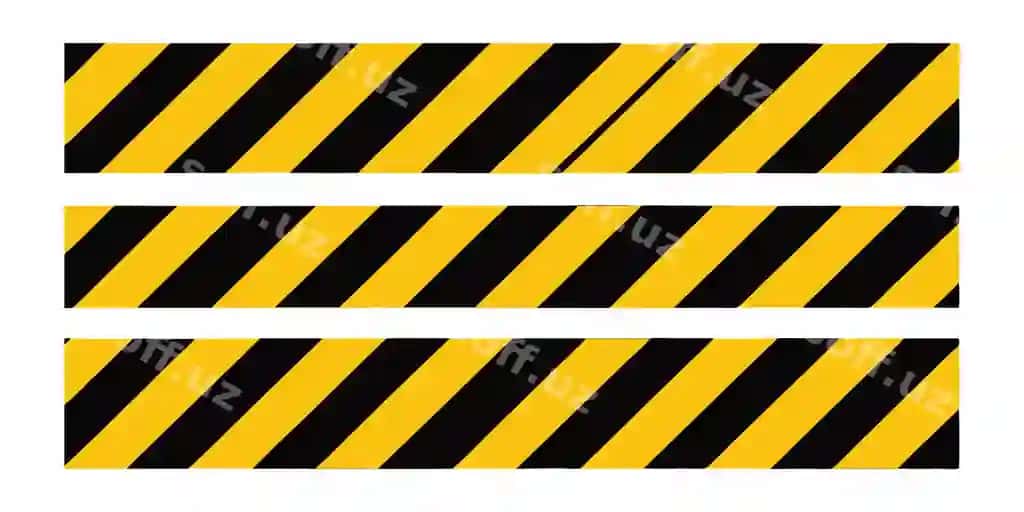 Sariq, qora chiziqli ogohlantirish belgilari izolyatsiya qilingan shaffof fon | Yellow black striped warning signs isolated transparent background
