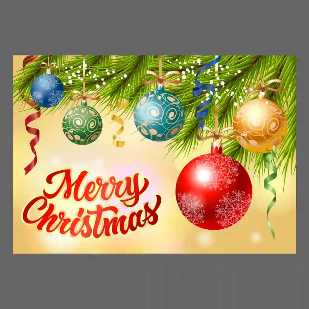Rojdestvo bayrami bilan | Merry christmas with baubles streamer