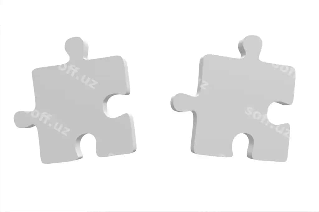 Ikki chizma qismlari ulanish konsepsiyasi 3d illustratsiyasi | Two jigsaw puzzle pieces connection concept 3d illustration