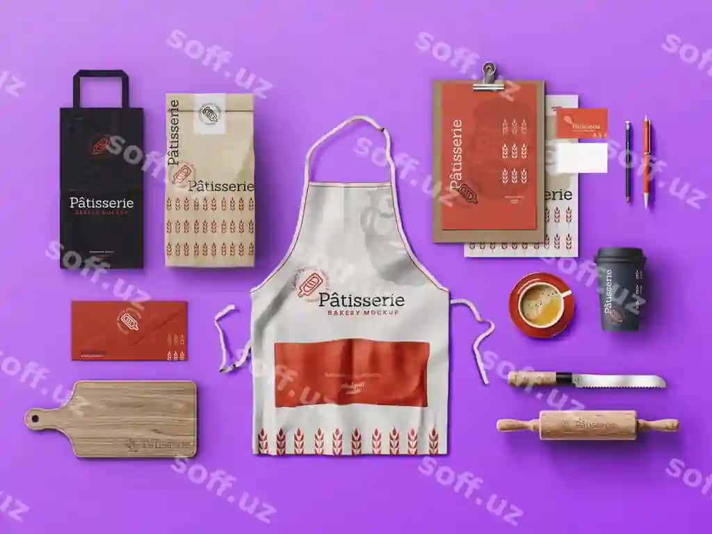 Nonvoyxona identifikatori maketi dizayn paketi | Bakery identity mockup design pack