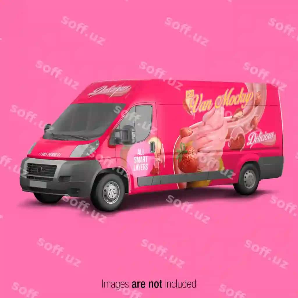 Pushti furgon namunasi | Pink van mockup