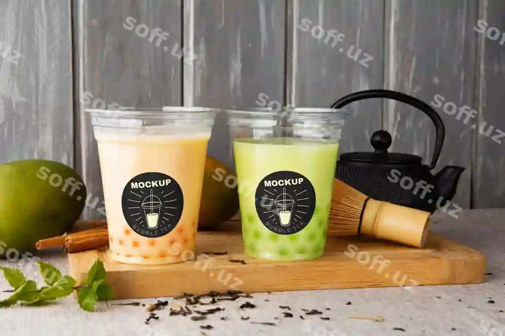 Somonli pufakli choy plastik stakanini ko'ring | View bubble tea plastic cup with straw