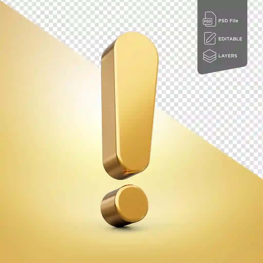 Oltin undov belgisi ajratilgan oltin fon 3D tasviri | Gold exclamation mark isolated golden background 3d illustration