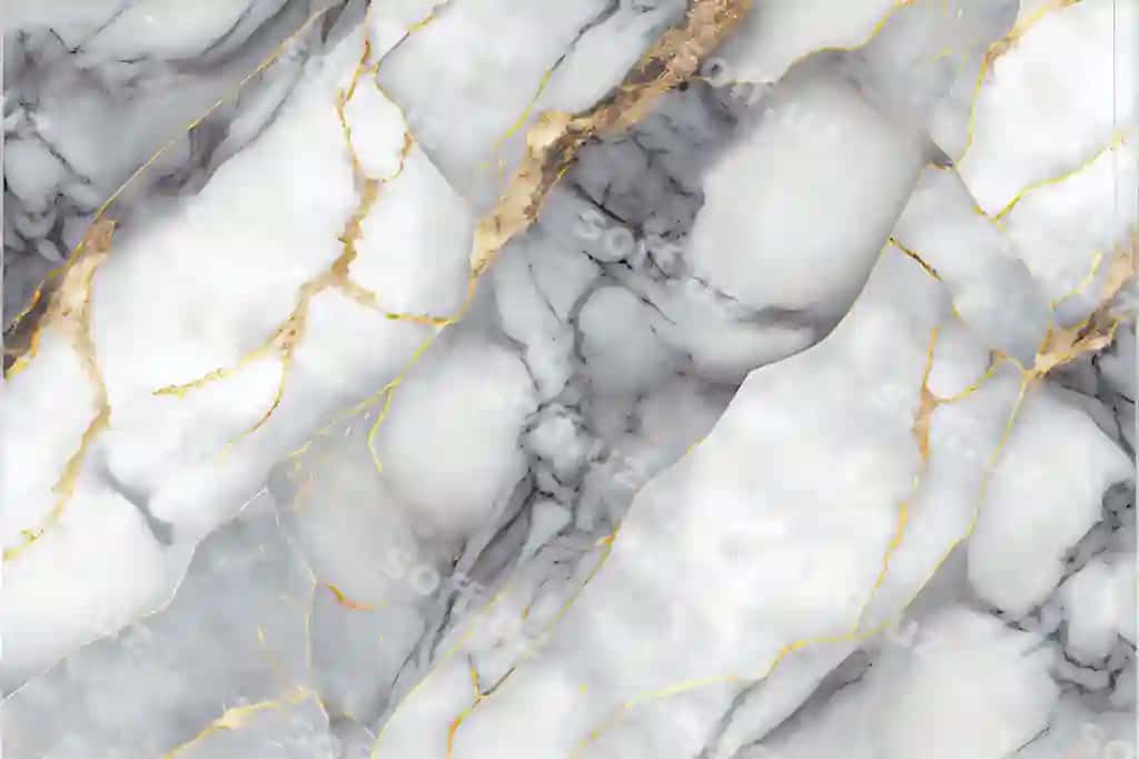 Mavhum fonda oltin kulrang tomirlar bilan oq marmar | White marble with gold grey veins abstract background