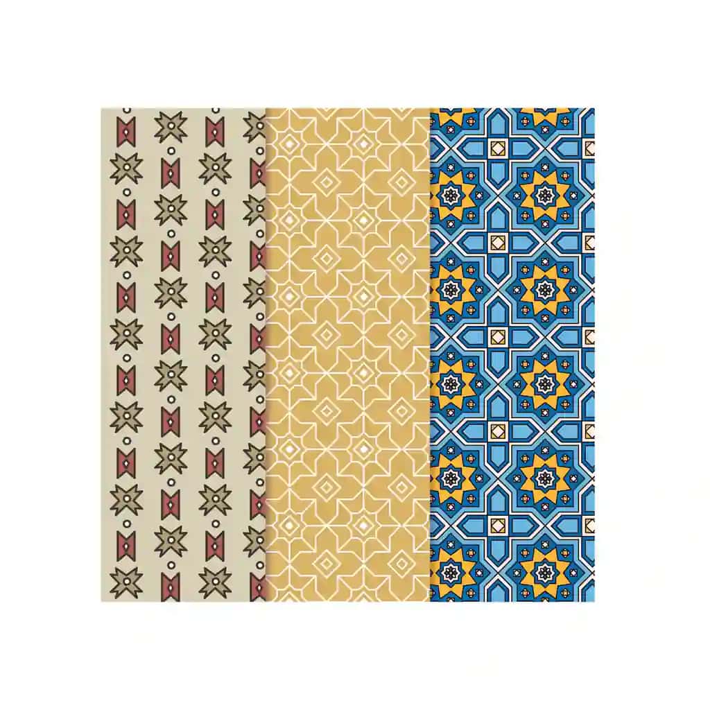 Geometrik gullar to'plami choksiz naqshlar to'plami yorqin rangli | Geometric floral set seamless patternscollection set bright colorful
