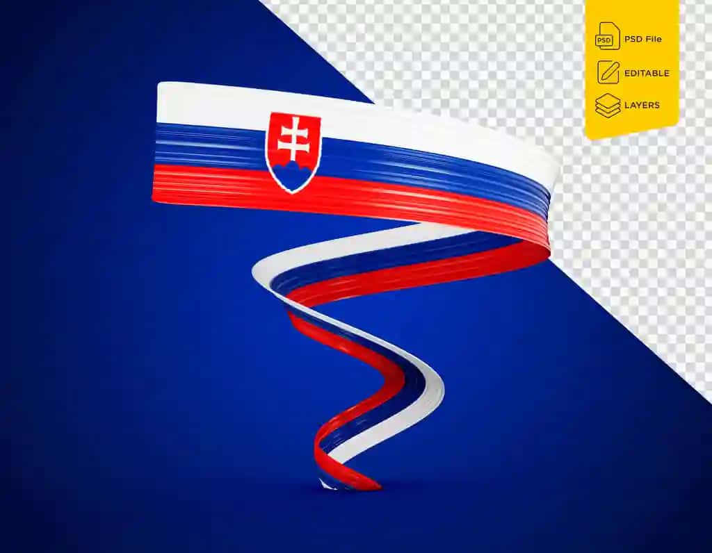 Slovakiya bayrog'i yaltiroq hilpiragan bayroq tasmasi ajratilgan ko'k fon | Flag slovakia shiny waving flag ribbon isolated blue background