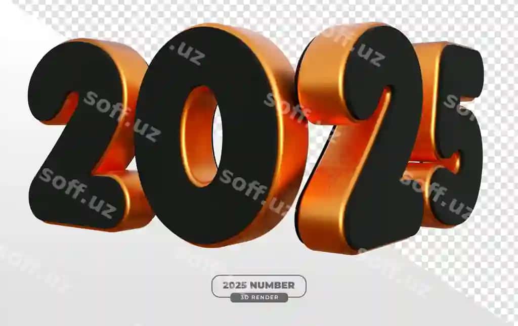 2025 qora oltin raqamlar 3D render Yangi yil bayramlashuvi shaffof bilan | 2025 black gold numbers 3d render new year celebrations with transparent