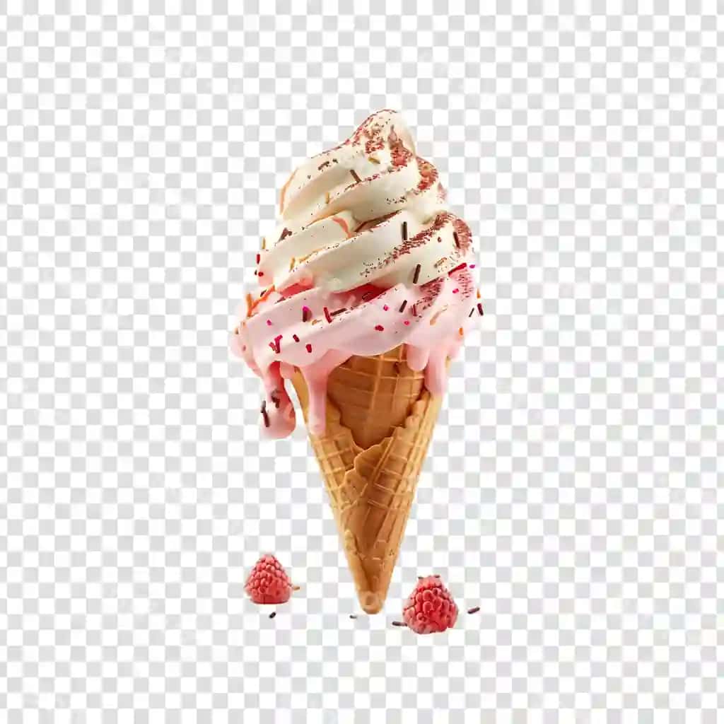 Muzza kon shaffof orqa fonda | Ice cream cone transparent background