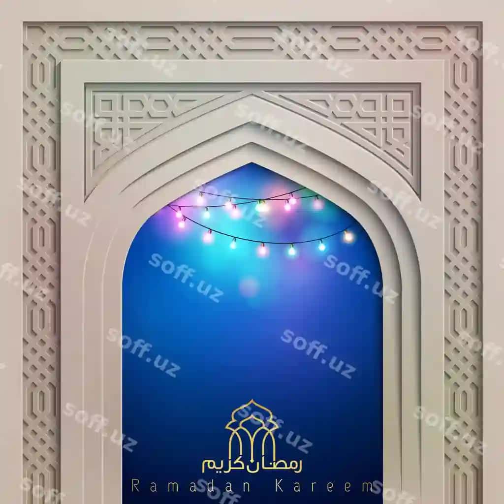 Ramazon kareem vektor dizayn fon rangli yorqin lampa bilan | Ramadan kareem vector design background with colorful glow bulb