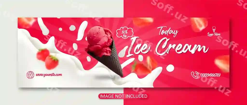 Muzqaymoq aksya flyeri shablon dizayni maxsus muzqaymoq varaqi | Ice cream promotion flyer template design special ice cream cover