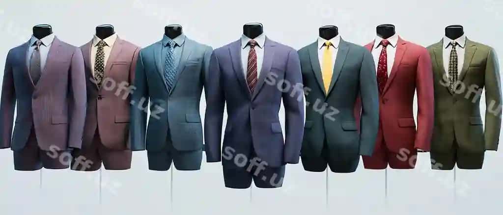 Turli xil kostyumlar moda kolleksiyasi namoyishi | Variety different suits fashion collection display