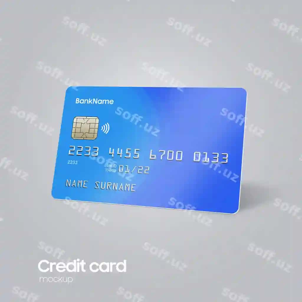 Realistik plastik karta qo'l namunasi | Realistic plastic card hand mockup