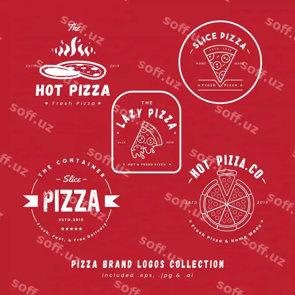 Pizza brend logotiplari to'plami | Pizza brand logos collection