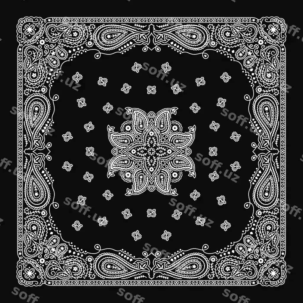 Bandana paisley bezatma naqshi klassik vintaj qora-oq dizayn | Bandana paisley ornament pattern classic vintage black white design