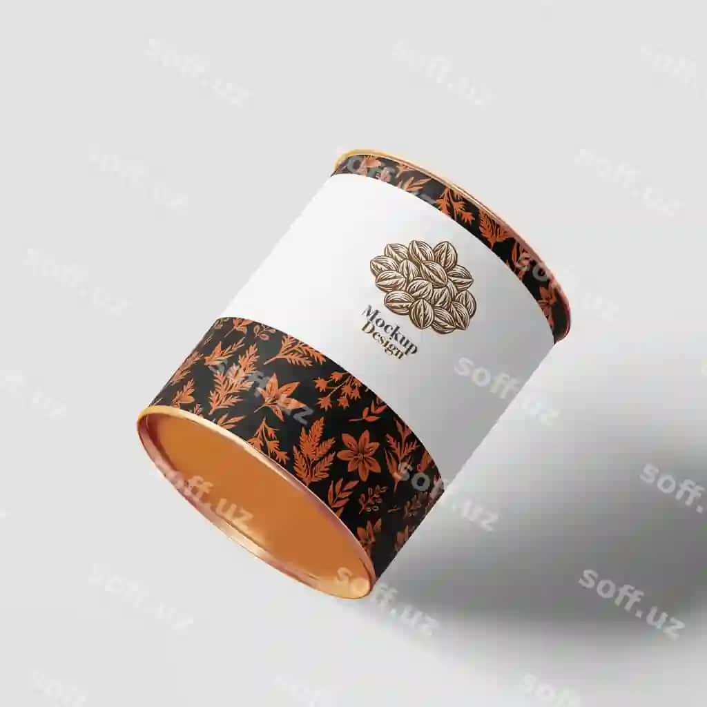 Realistik metal qovurma mockup dizayni | Realistic tin can mockup design