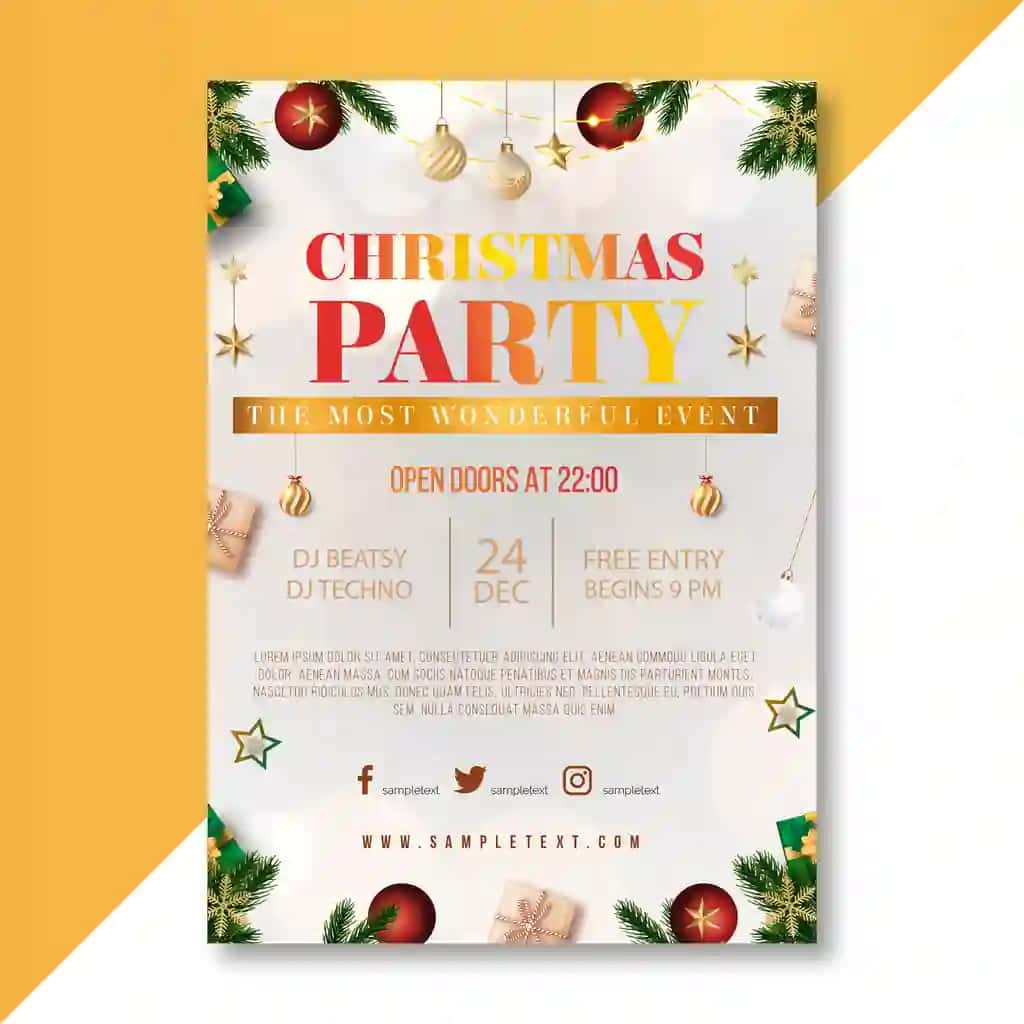 Fotosurat bilan Rojdestvo bayrami varaqasi shabloni | Christmas party flyer template with photo