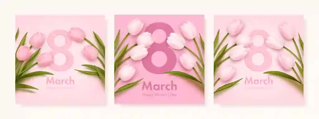 Xalqaro xotin-qizlar kuni kvadrat banner tabrik kartasi dizayn shabloni | International womens day square banner greeting card design template