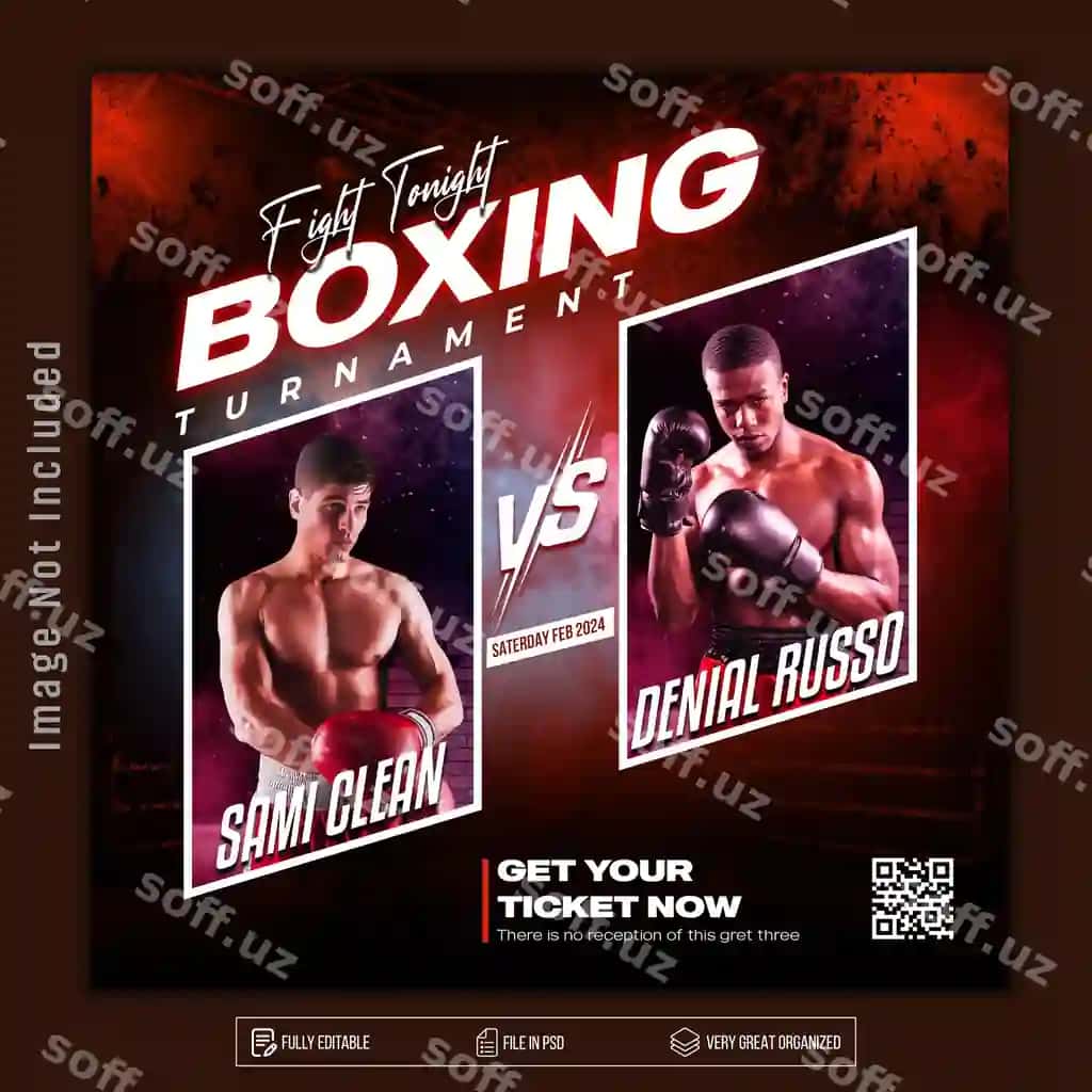 Boks ijtimoiy tarmoqlar posti PSD | Boxing social media post psd