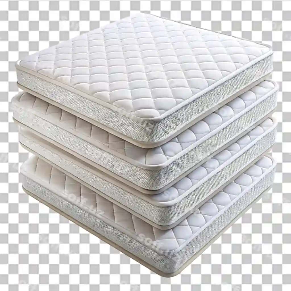 To'plam oq matraxtlar ajraltirilgan shaffof fonda | Group white bed mattresses isolated transparent background