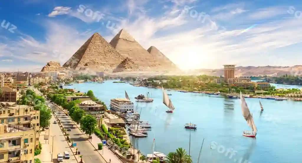 Piramida kompleksi Asvond shahri Nil daryosi tomonidan havadan ko'rinish Misr | Pyramid complex aswan city by nile aerial view egypt