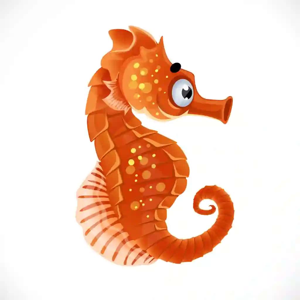Yoqimli multfilm dengiz oti izolyatsiya qilingan oq fon | Cute cartoon sea horse isolated white background