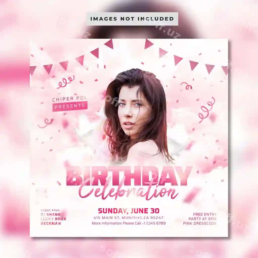 Tug'ilgan kunni nishonlash uchun varaq | Birthday celebration flyer