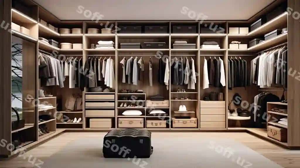 Shaxsiy yozuvlar qutisi bo'lgan katta shkafi bo'lgan xona | Room with large closet with box that says personal
