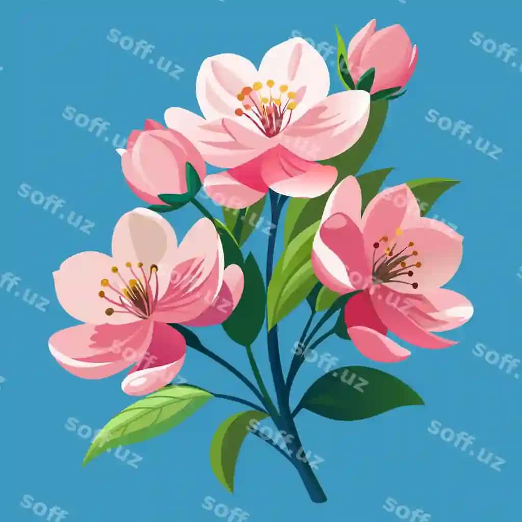 Bahor gullari klibart vektor illustratsiyasi | Spring flowers clipart vector illustration