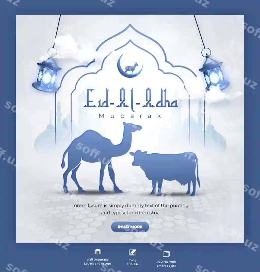 Qurbon hayiti muborak islomiy bayram ijtimoiy tarmoq banneri instagram | Eid al adha mubarak islamic festival social media banner instagram