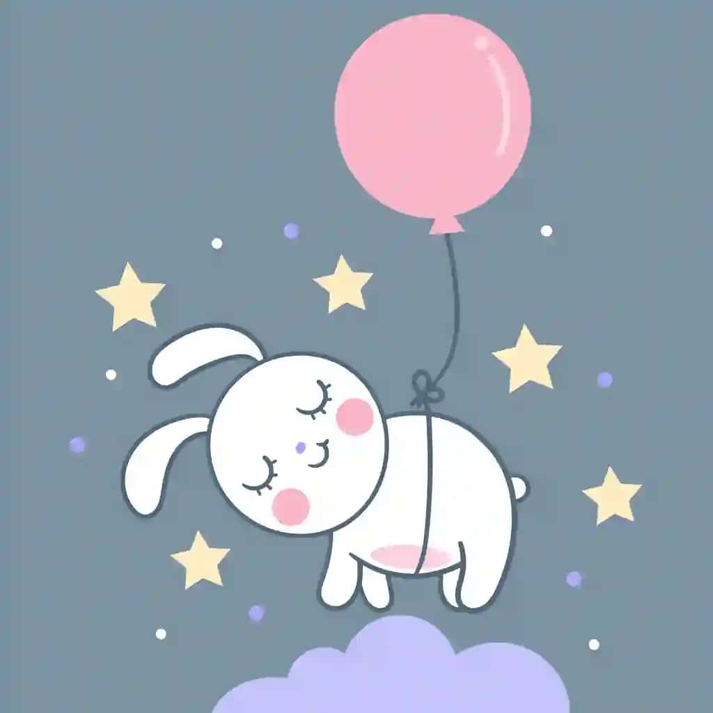 Yoqimli quyon quyon vektor uxlayotgan osmon | Cute bunny rabbit vector sleeping sky