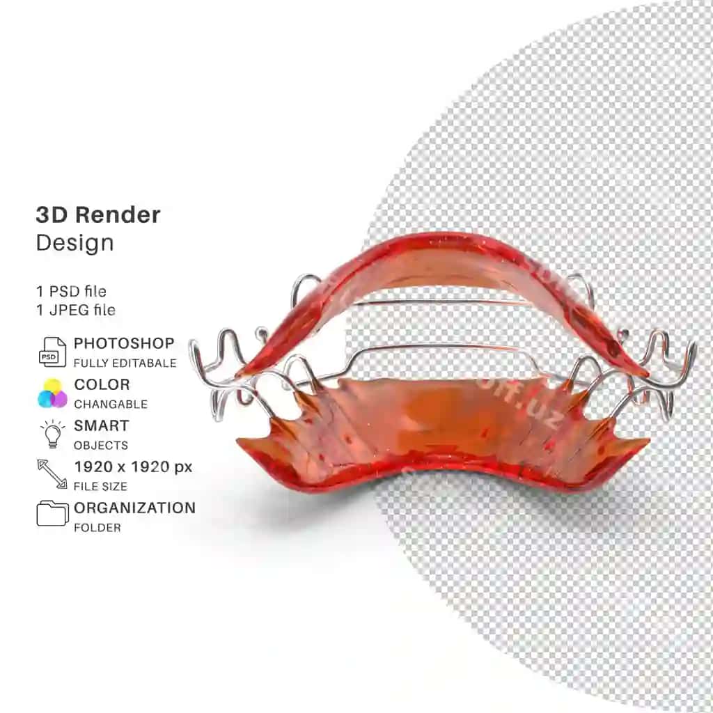 Dental tish retainer 3D modelirovka PSD fayl realistik | Dental tooth retainer 3d modeling psd file realistic