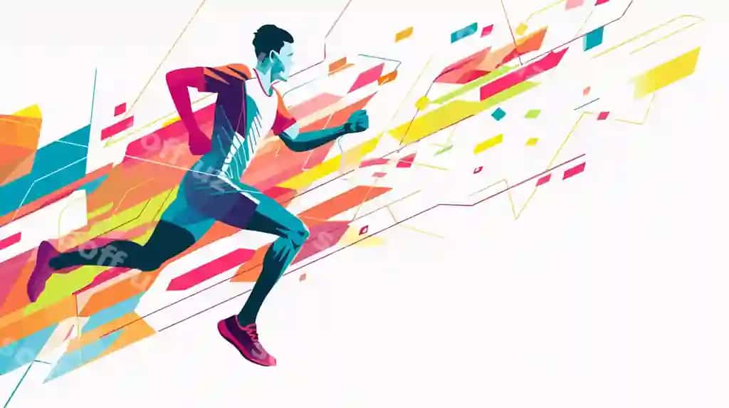 Geometrik rangli zamonaviy marafon konseptsiya dizayni | Geometric colorful modern marathon concept design