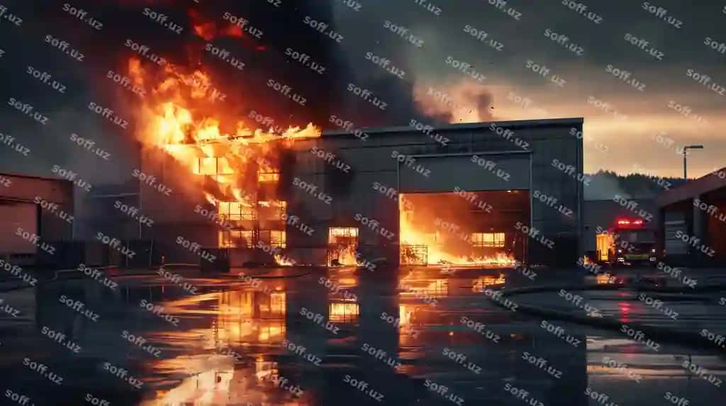 Yong'in ombori sanoat korxonasi kechasi | Fire warehouse industrial enterprise night evening