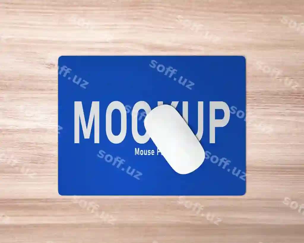 Ko'k sichqoncha pad oq sichqonchali mockup PSD | Blue mouse pad with white mouse it mockup psd
