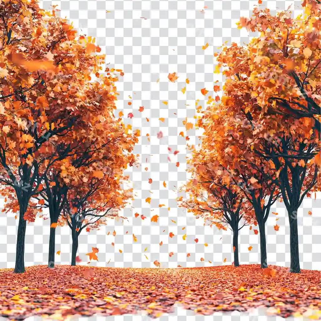 Barglarning tushishi bilan kuzgi o'rmon manzarasi | Autumnal forest scene with falling leaves