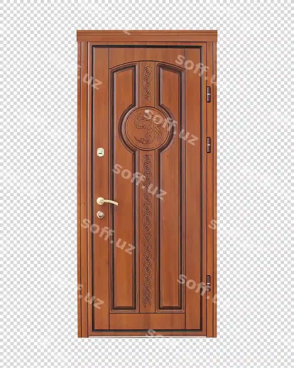 Klassik jigarrang old eshik, bezakli patina bilan chiroyli | Classic brown front door with decor patina foreground beautiful