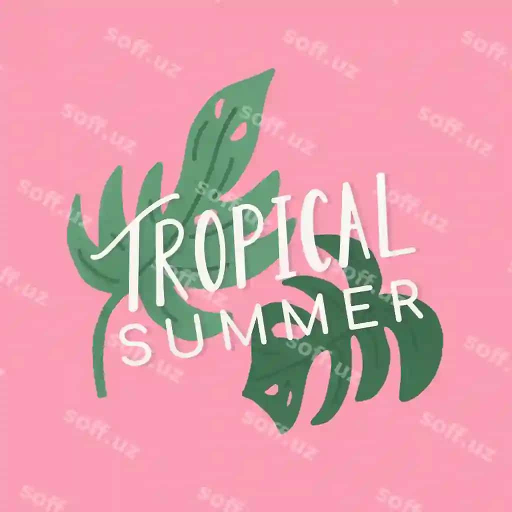 Pushti tropik yoz dizayn vektori | Pink tropical summer design vector