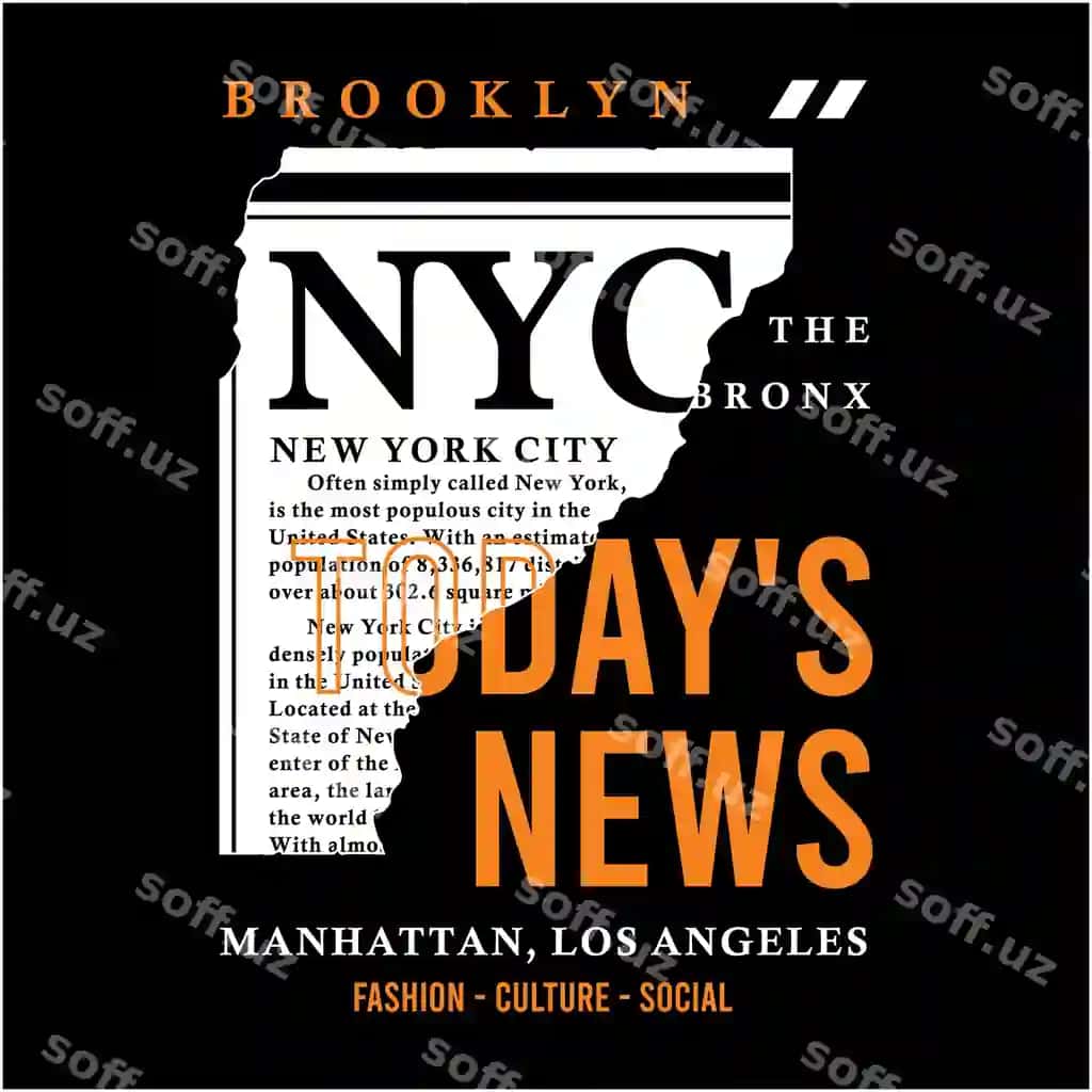 Brooklyn bugun yangiliklari tipografiya dizayni chalg'irilgan gazeta illustratsiyasi bilan | Brooklyn todays news typography design with torn newspaper illustration