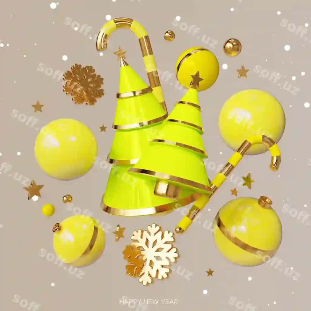 Yuldu kartochkasi sariq bosh kiyimli Yuldu dekoratsiyasi | Christmas card with yellow hat christmas decoration