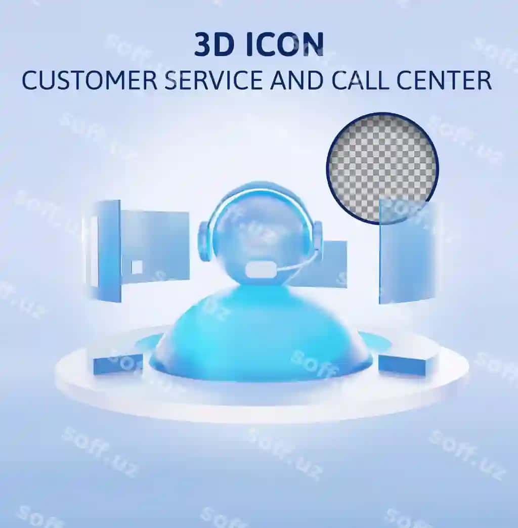 Mijoz xizmati qo'ng'iroq markazi 3D render illustratsiyasi | Customer service call center 3d rendering illustration