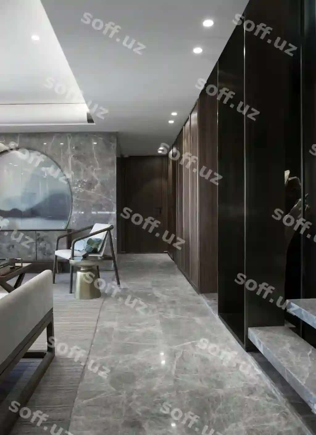 "So'z" deb yozilgan katta shisha eshikli xona | Room with large glass door that says word it