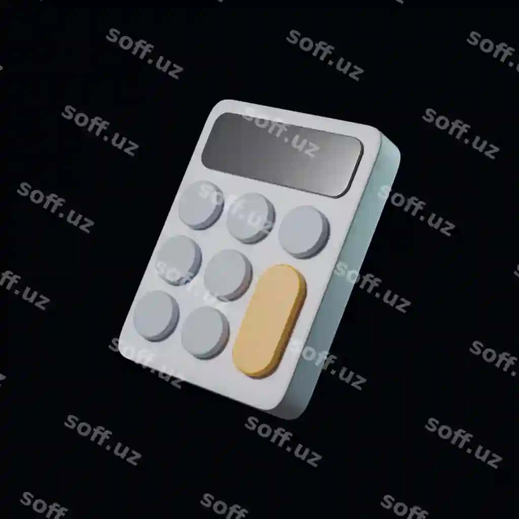 Oq kalkulyator oldida sariq tugma va tugmalar | White calculator with yellow button front buttons front