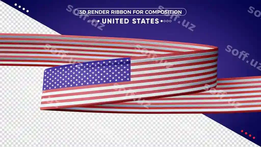 Amerika Qo'shma Shtatlari 3D render lenta kompozitsiyasi | United states 3d render ribbon composition