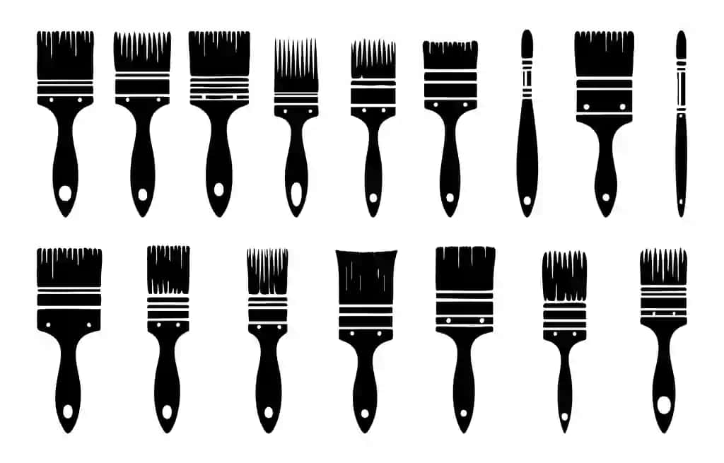 Vektorli tasvirli devor bo'yoq cho'tkalari turli o'lchamdagi maslahatlar to'plami | Vector illustration wall paint brushes with various sizes tips set