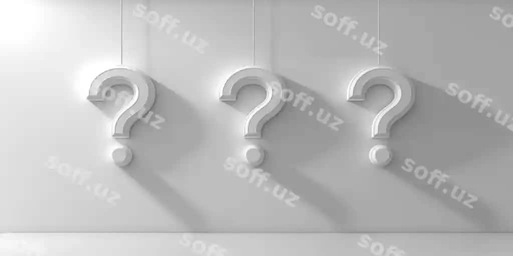 Uchta oq savol belgilari oq devordan asraydi soya devorga tushadi minimalistik dizayn anqaraksi | Three white question marks hang from white wall shadows fall wall minimalist design abstract