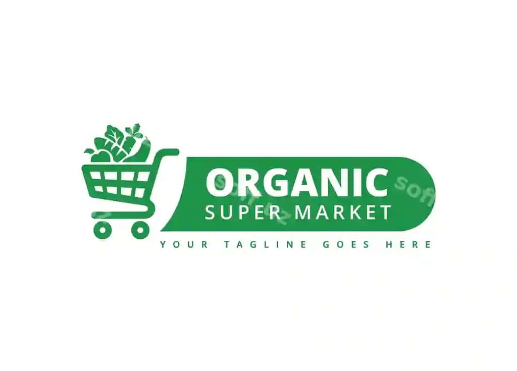 Yashil oq organik bozor logotipi | Green white logo organic market