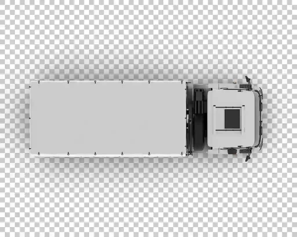 Psd yuk mashinasi maketi izolyatsiyalangan shaffof fon 3D renderlash | Psd cargo truck mockup isolated transparent background 3d rendering