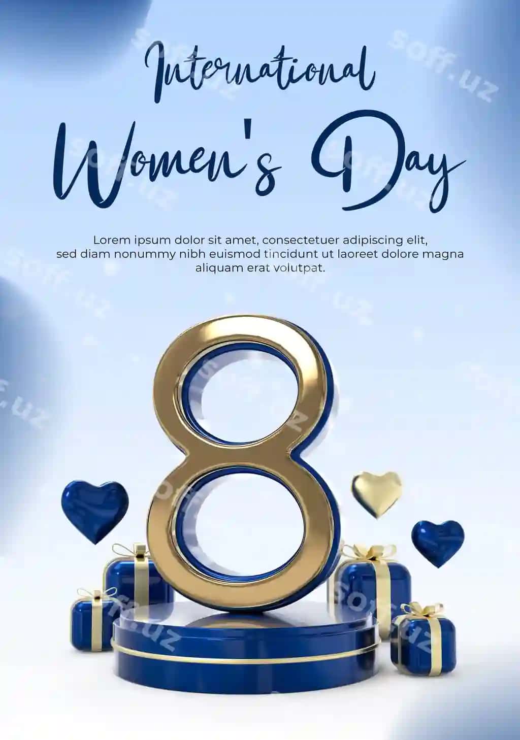 Ayollar kuni 8-mart faza sizning matningiz 3d render | Womens day 8 march space your text 3d render