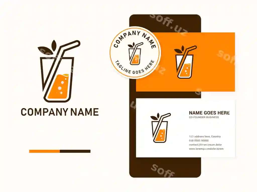 Yangi apelsin shirinari logo dizayni | Fresh orange juice glass logo design