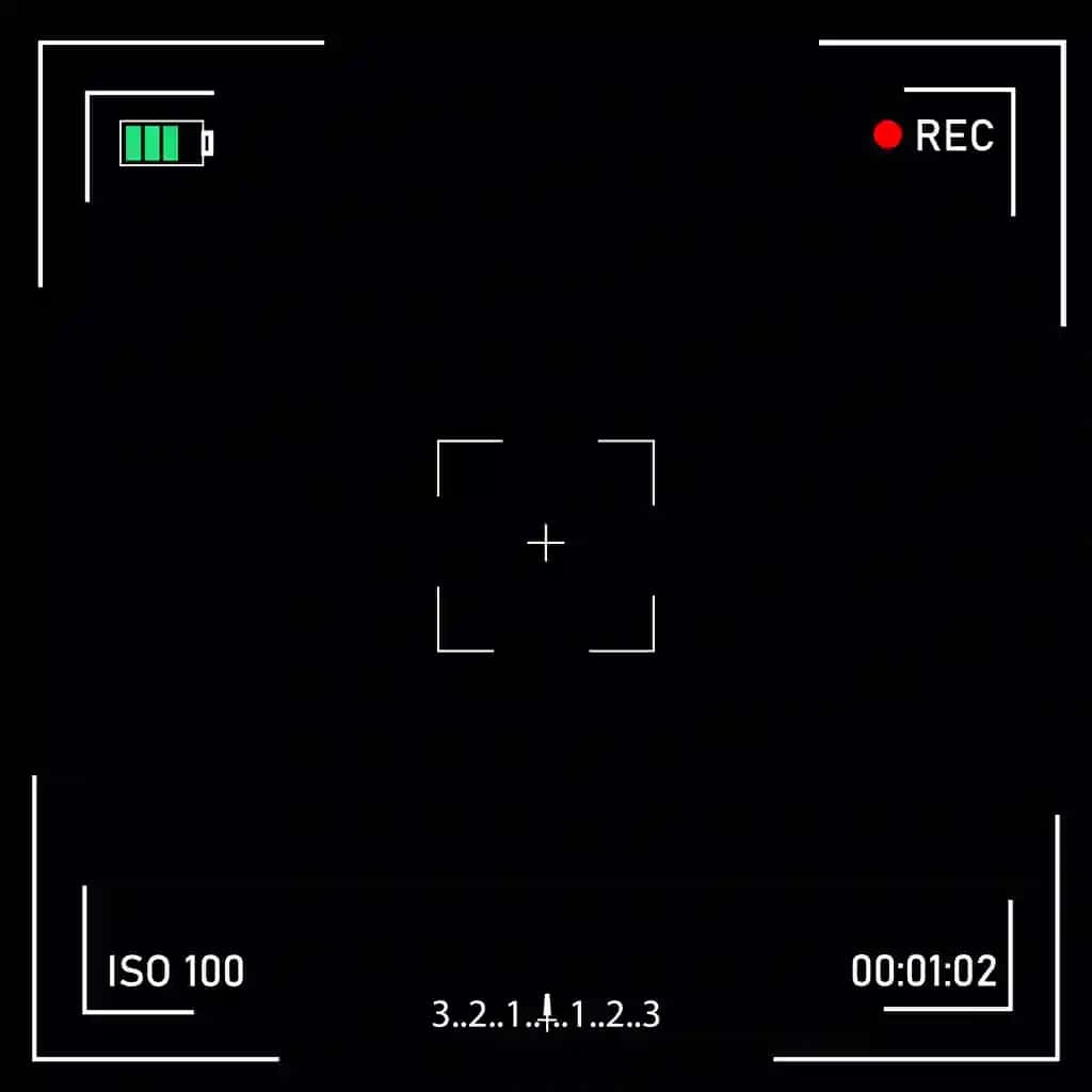 Sozlamalar bilan raqamli video kamera fokuslash ekrani | Digital video camera focusing screen with settings